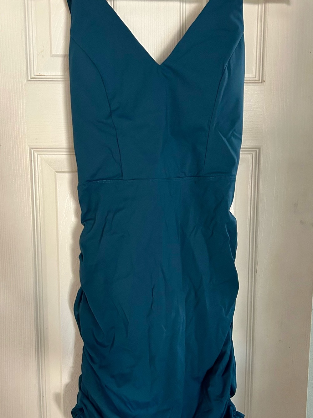 HALARA Teal Bodycon Scrunch Strappy Dress M